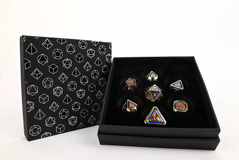 LPG Dice Set - Metal RPG Concentric Red/Blue/Gold