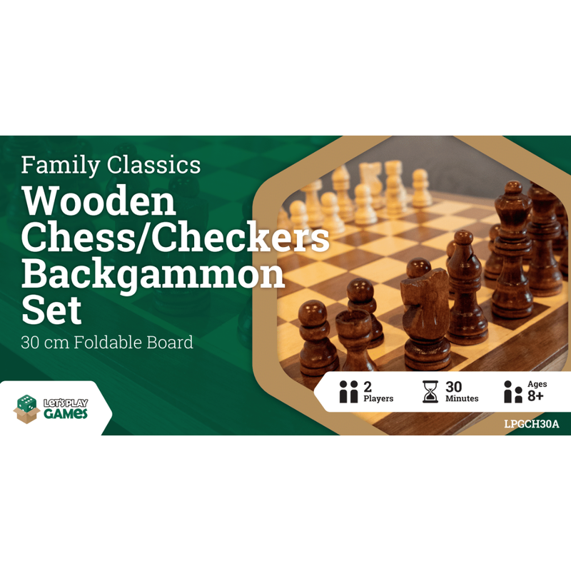 LPG Wooden Folding Chess/Checkers/Backgammon Set 30cm