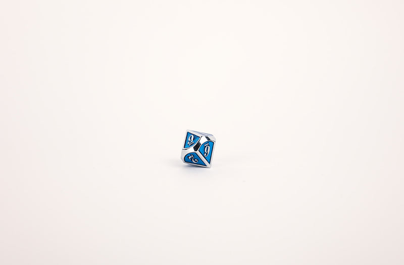 LPG Dice Set - Metal RPG Serif Blue/Silver