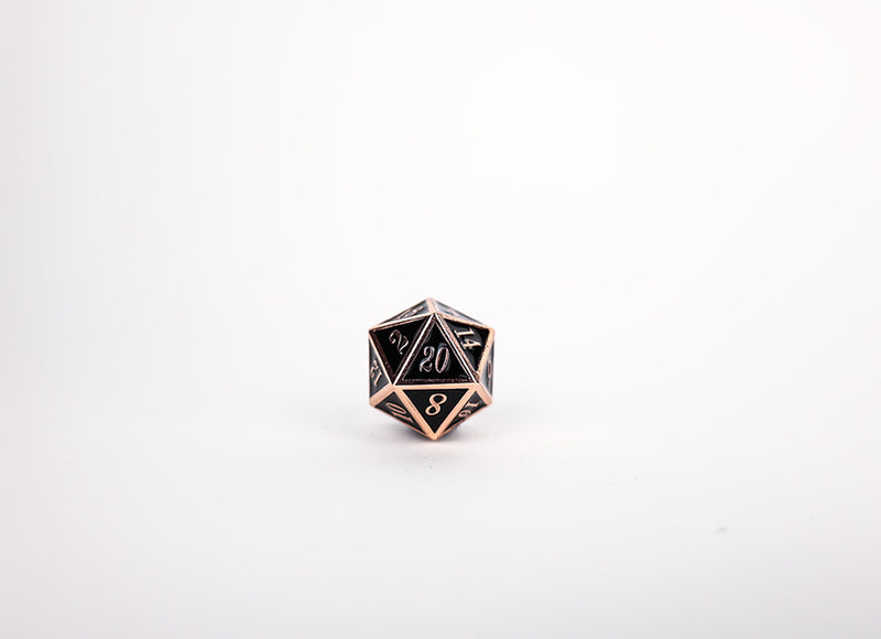 LPG Dice Set - Metal RPG Serif Black/Brass