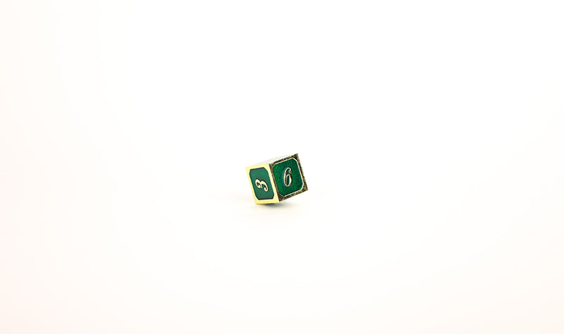 LPG Dice Set - Metal RPG Serif Green/Gold