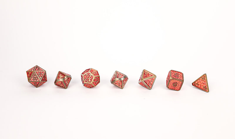 LPG Dice Set - Metal RPG Draco Bright Red/Gold