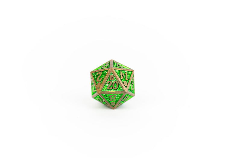 LPG Dice Set - Metal RPG Draco Bright Green/Brass