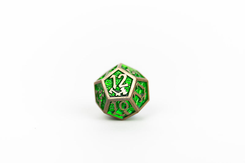 LPG Dice Set - Metal RPG Draco Bright Green/Brass