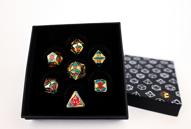 LPG Dice Set - Metal RPG Leadlight 4 Colour/Gold