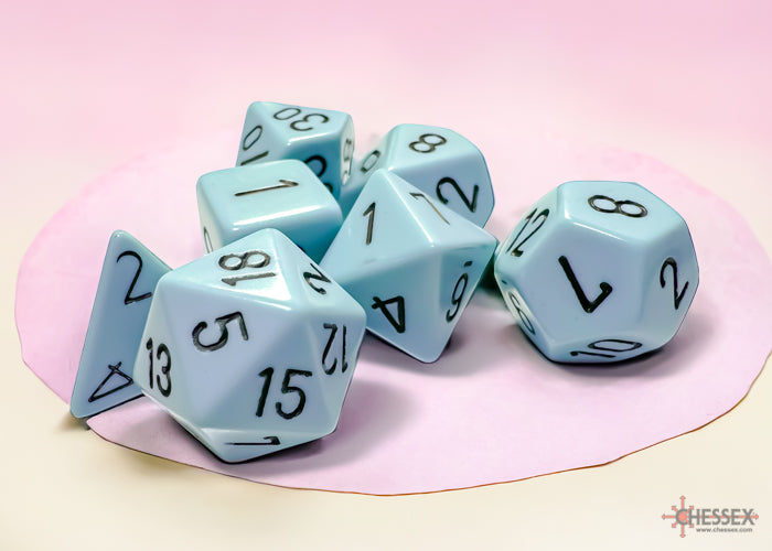 CHX 25466 Opaque Polyhedral Pastel Blue/black 7-Die Set