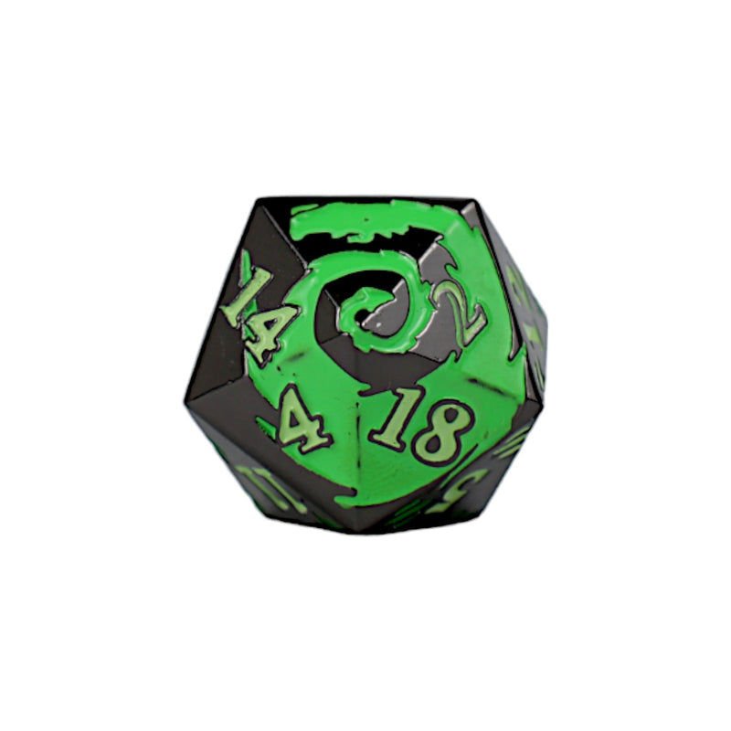 LPG Dice RPG Set Inscripted Dragon Green