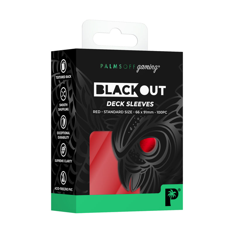 Palms Off Gaming Blackout Deck Sleeves Red - Standard Size