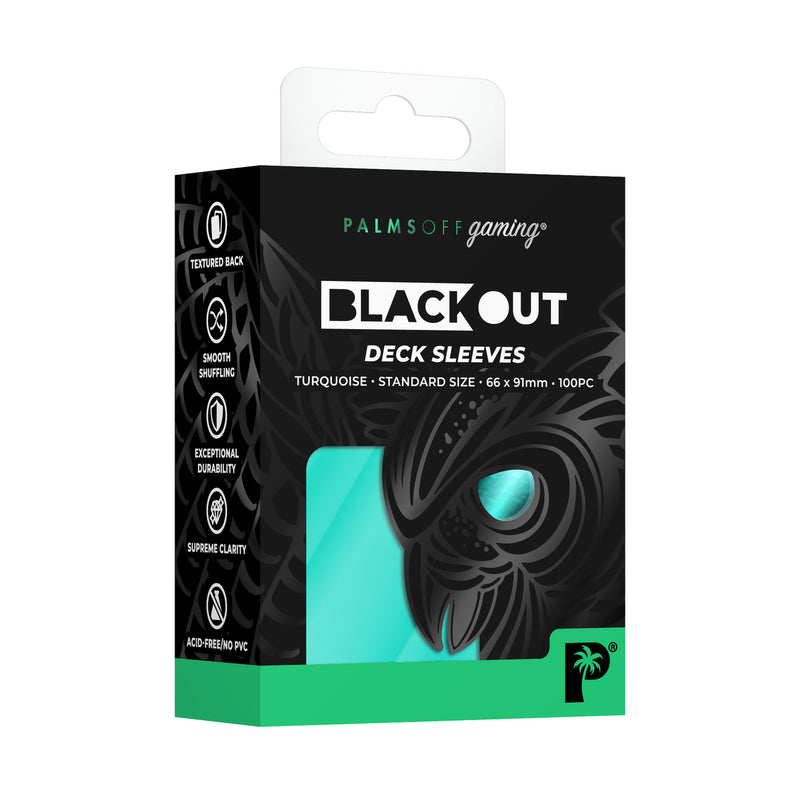 Palms Off Gaming Blackout Deck Sleeves Turquoise - Standard Size