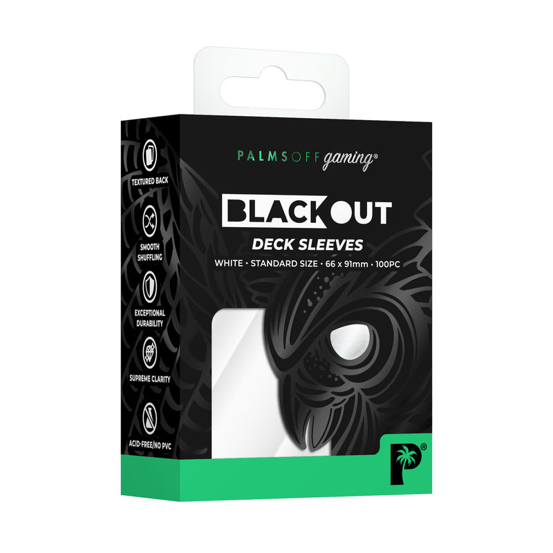 Palms Off Gaming Blackout Deck Sleeves White - Standard Size