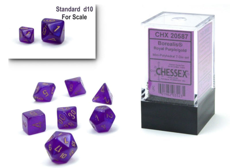 CHX 20587 Borealis Mini Royal Purple/Gold Luminary 7 dice set