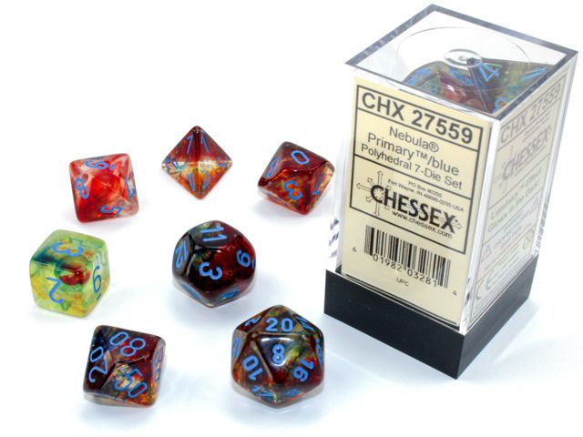 CHX 27559 Nebula Polyhedral Primary/Blue Luminary 7-Die Set