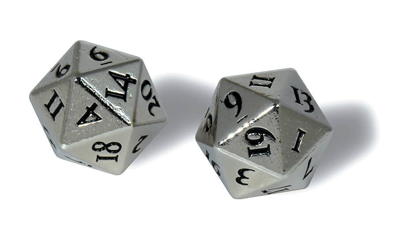 ULTRA PRO GAMING ACCESSORIES -Heavy Metal D20 2-Dice Set - Chrome