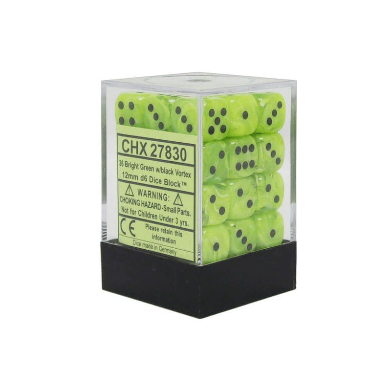 CHX 27830 Vortex 12mm d6 Bright Green/Black Block (36)