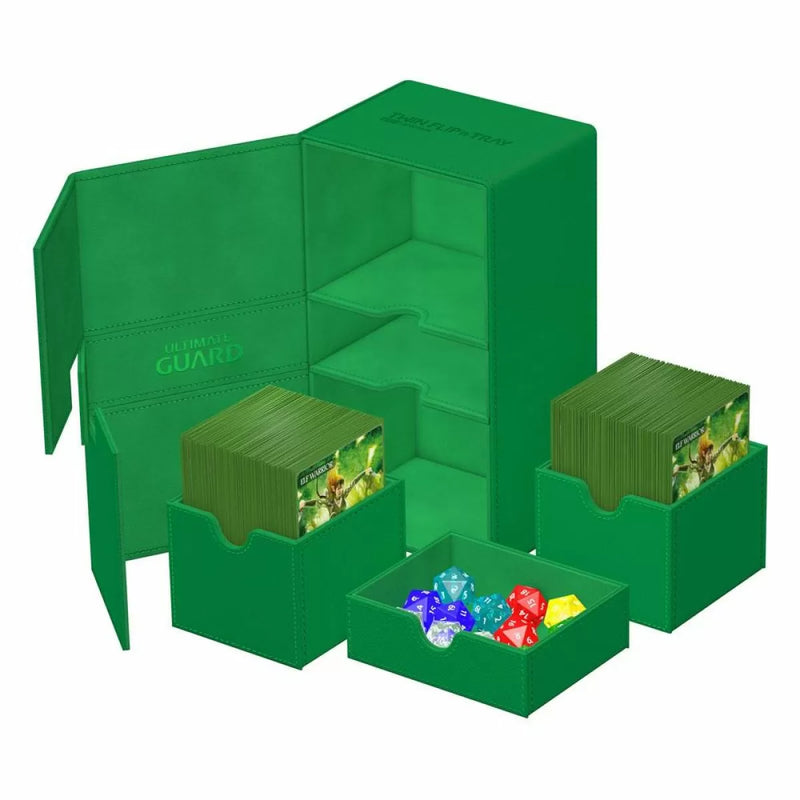 Ultimate Guard Twin Flip n Tray Deck Case XenoSkin Monocolor Green 200+